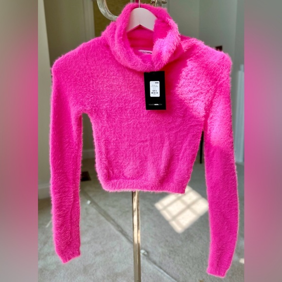 FASHIONOVA Being Cozy Fuzzy Sweater, Neon Lime & Neon Pink, Small - Picture 12 of 12